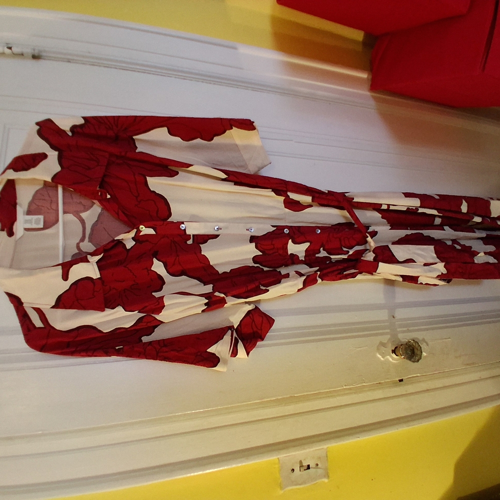 Red and White Floral Maxi Dress